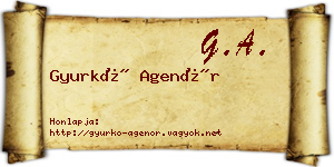Gyurkó Agenór névjegykártya